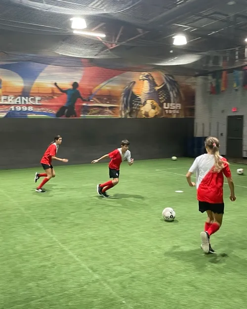 Fort Lauderdale Indoor Kids Soccer Players - 2 on 1 Drill