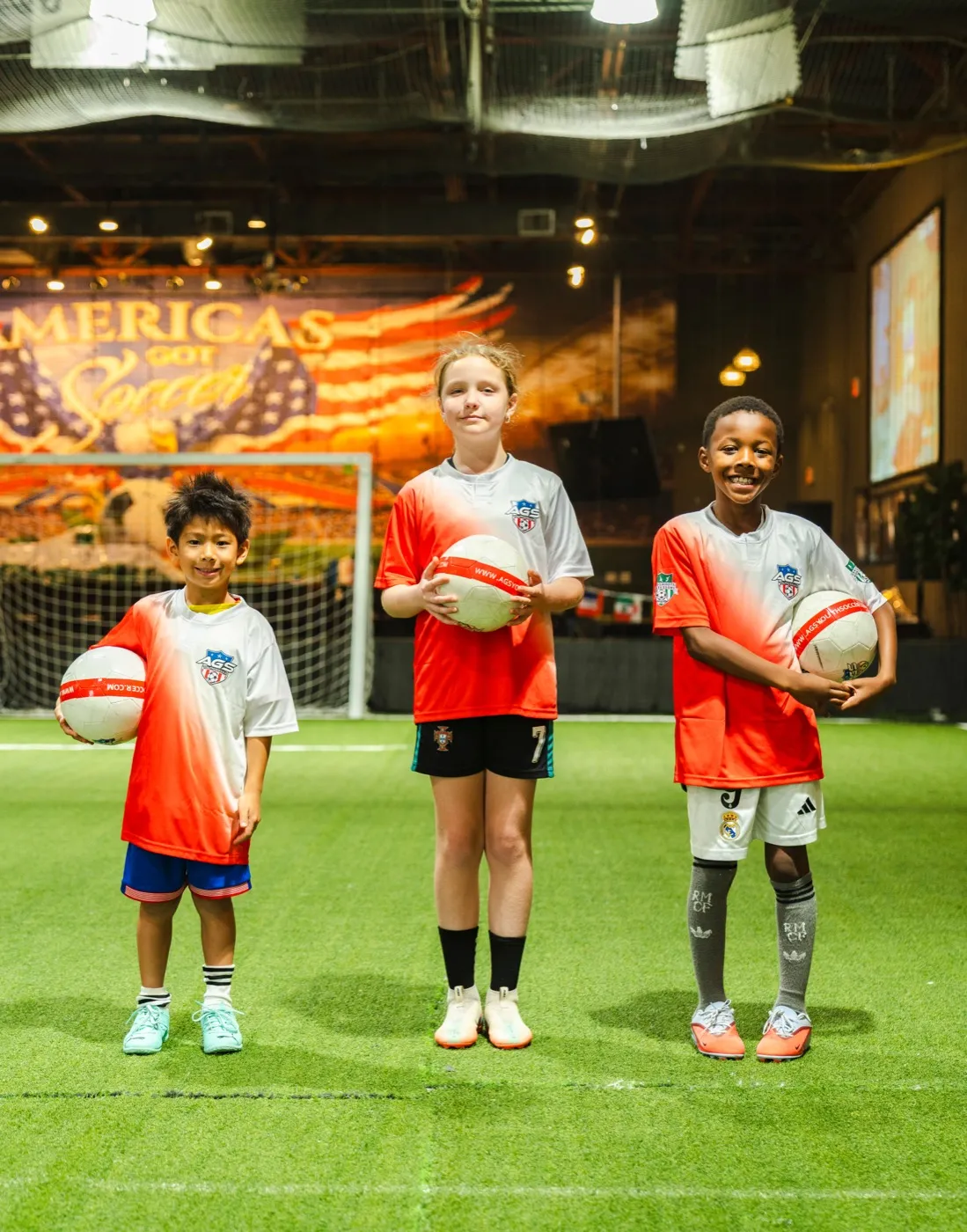Kids at AGS soccer training academy in Fort Lauderdale